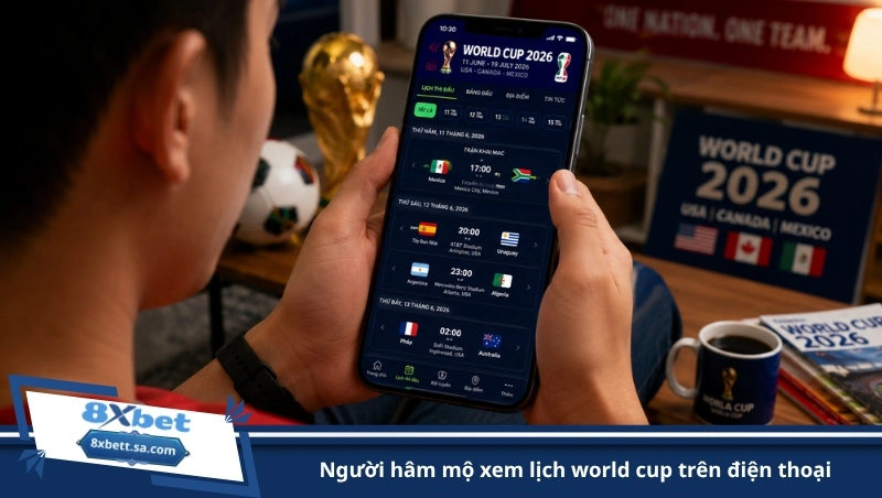 người hâm mộ xem lịch world cup trên điện thoại
