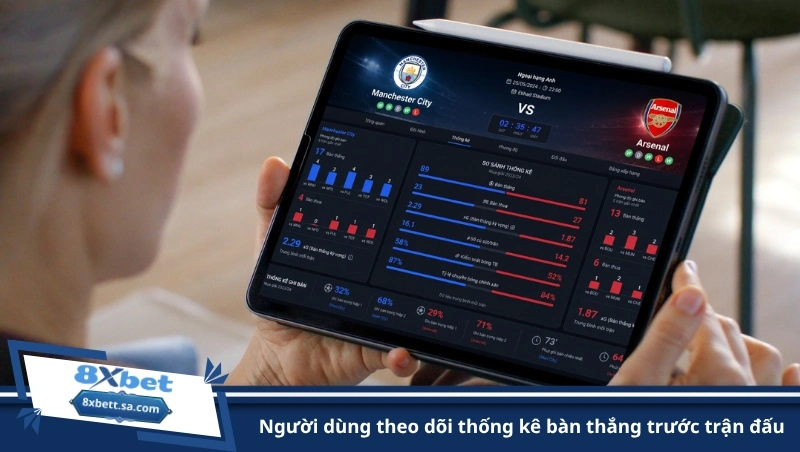 người dùng theo dõi thống kê bàn thắng trước trận đấu